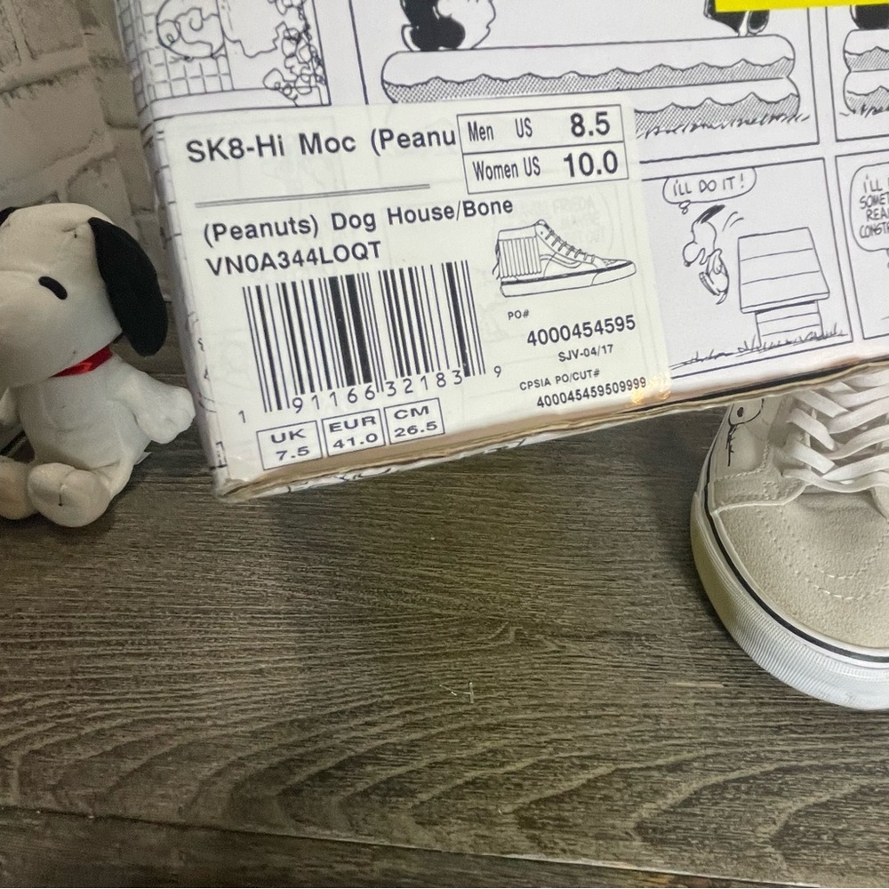 Vans Peanuts SK8-Hi Dog House Unisex (M-8.5) (W10). Preowned. Snoopy. Boxed. - Picture 11 of 12